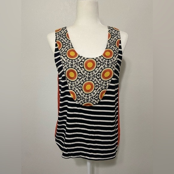 Anthropologie THML women's M Ariella stripe tank with heavy embroidery EUC - Picture 2 of 9